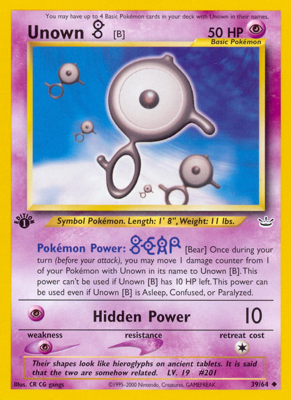 Unown [B] (39 64) [Neo Revelation 1st Edition] on Sale