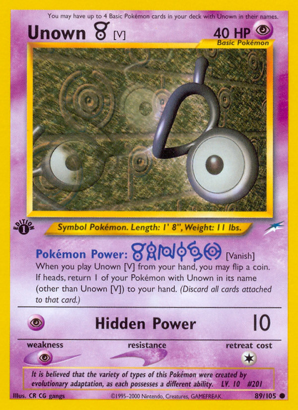 Unown [V] (89 105) [Neo Destiny 1st Edition] Fashion