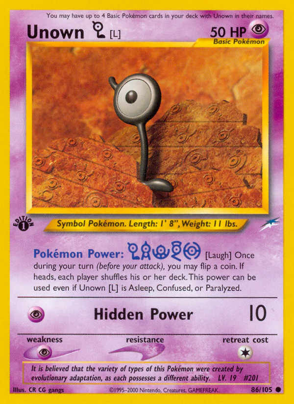 Unown [L] (86 105) [Neo Destiny 1st Edition] Discount