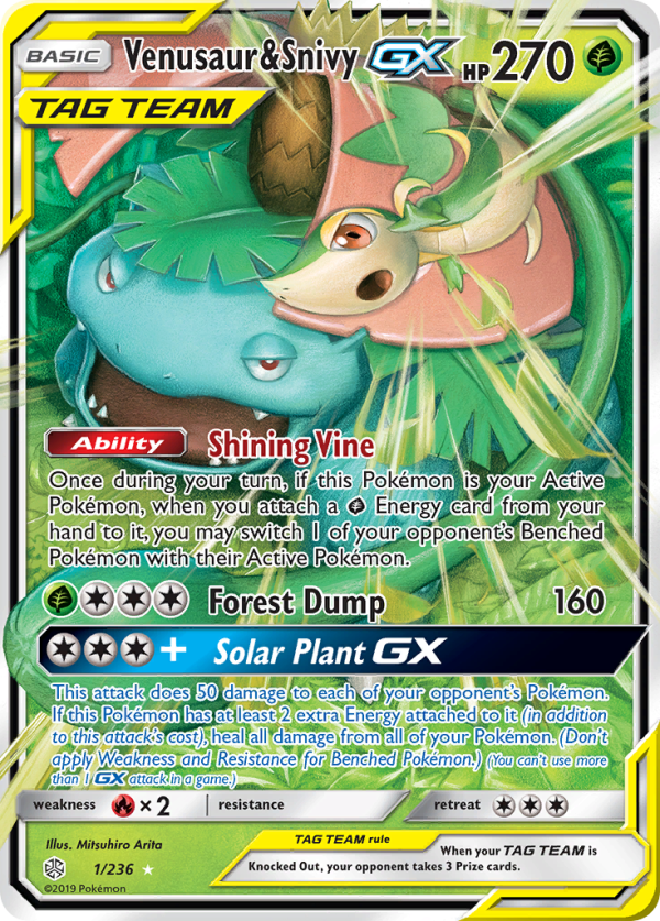 Venusaur & Snivy GX (1 236) [Sun & Moon: Cosmic Eclipse] Fashion