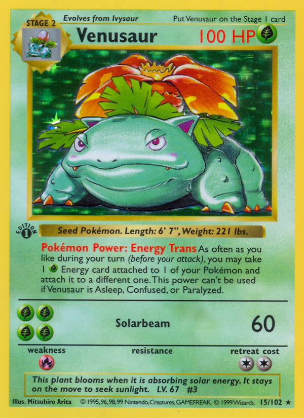 Venusaur (15 102) (Shadowless) [Base Set 1st Edition] Supply